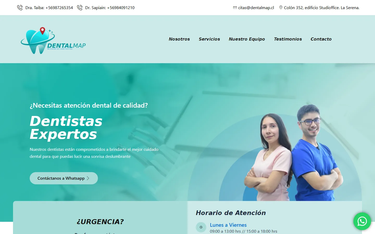 Captura de la página de inicio de DentalMap