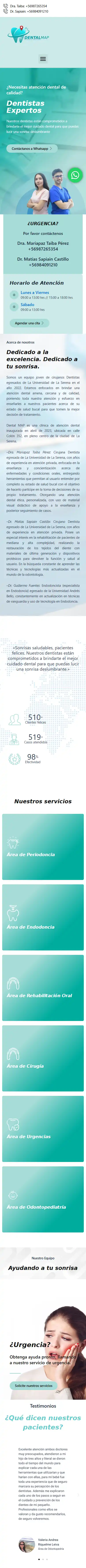 Captura de toda la página para celular en DentalMap