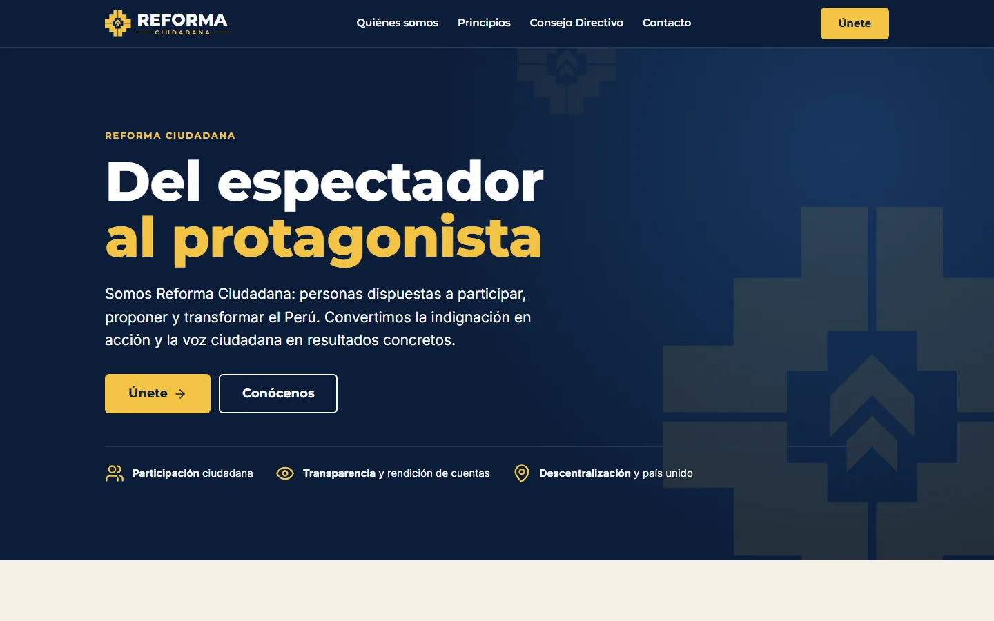 Captura de la página de inicio de Reforma Ciudadana