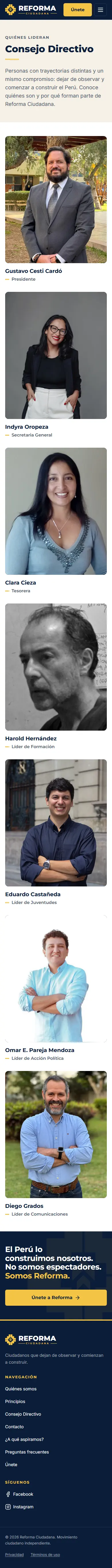 Captura de la página del Consejo Directivo en Reforma Ciudadana